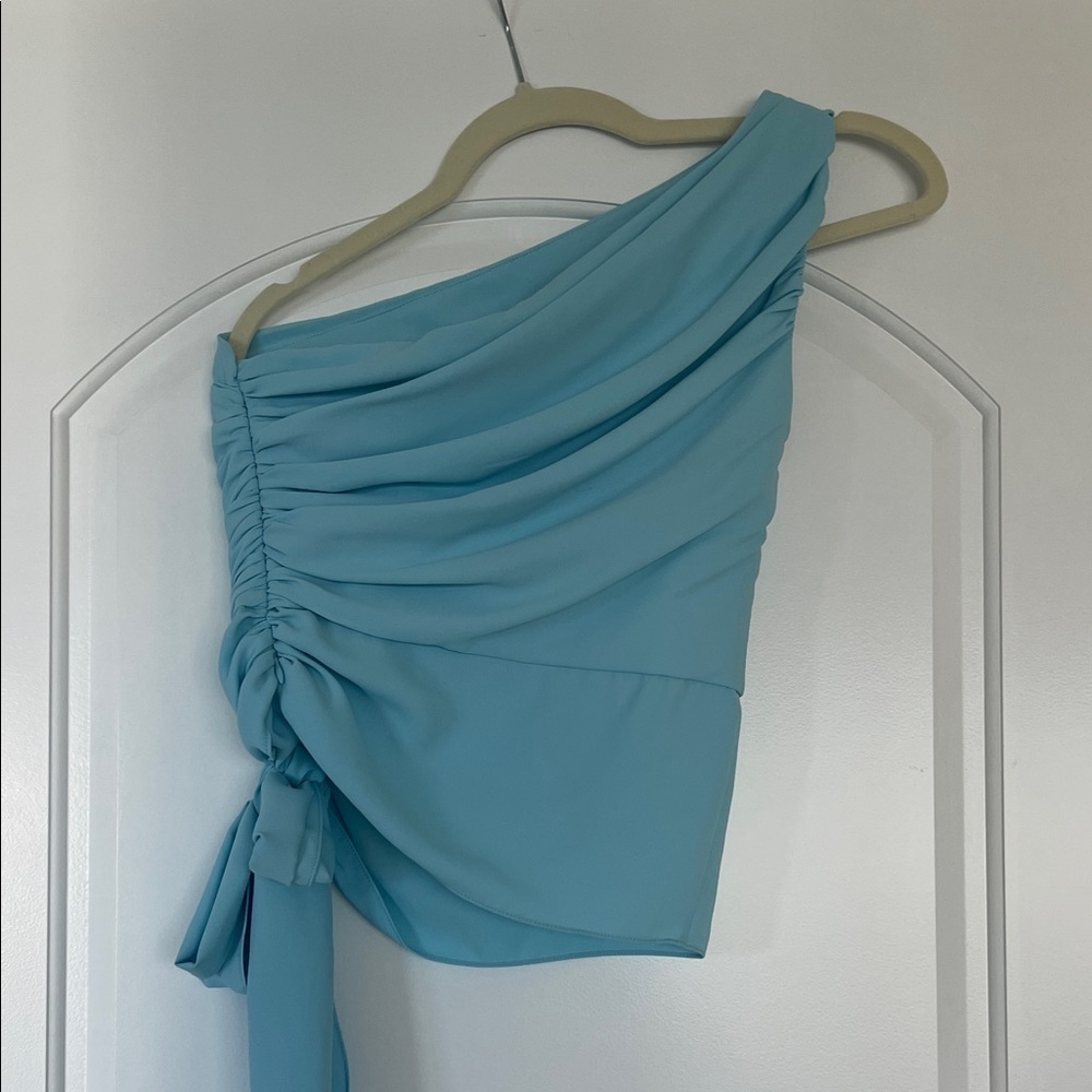 NWOT Amanda Uprichard Sky Blue One-Shoulder Top Size XS - Picture 6 of 10